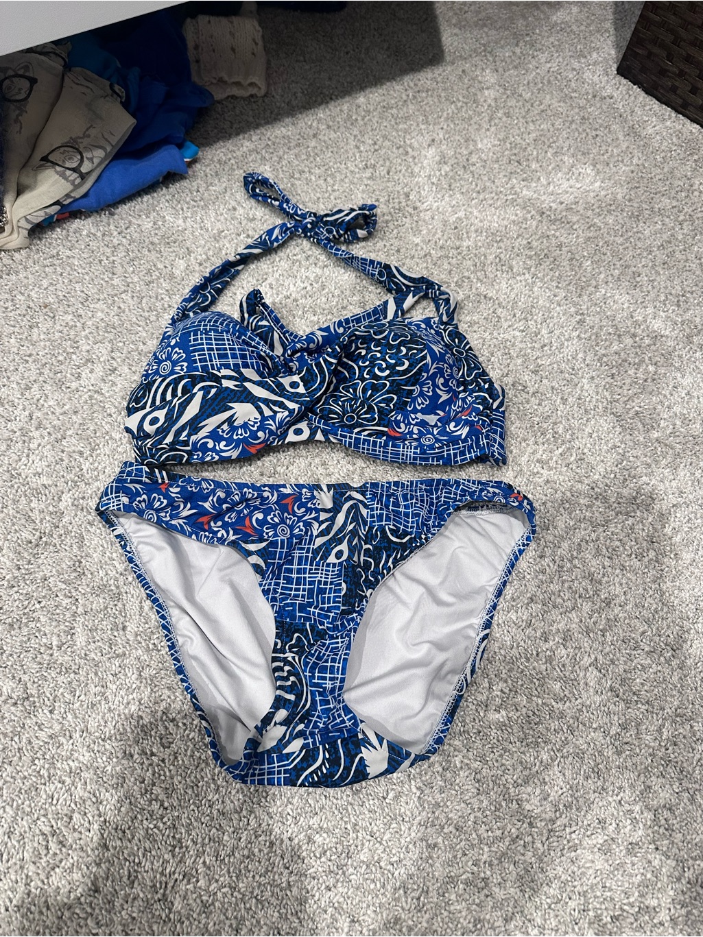 Venus Blue And White Printed Bikini